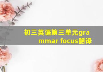 初三英语第三单元grammar focus翻译